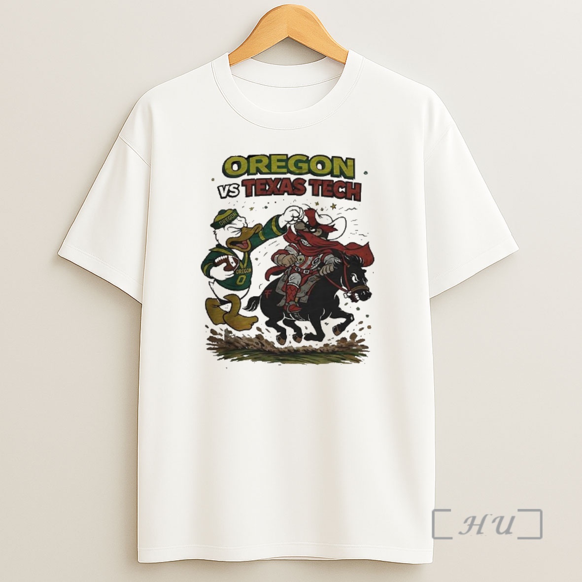 Officials Oregon Ducks Vs Texas Tech Red Raiders Ncaa Playoff Football Mascots Fight Retro Shirt Sweatshirt Tee