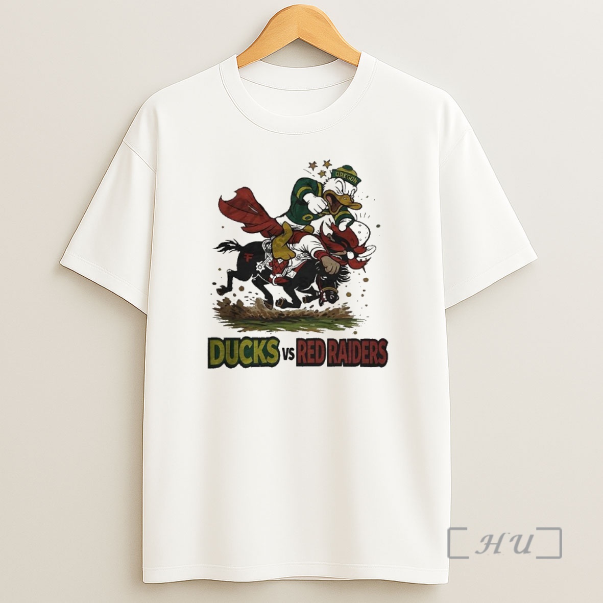 Officials Oregon Ducks Vs Texas Tech Red Raiders Ncaa Retro Rivalries Playoff Football Artwork Mascot Shirt Sweatshirt Tee