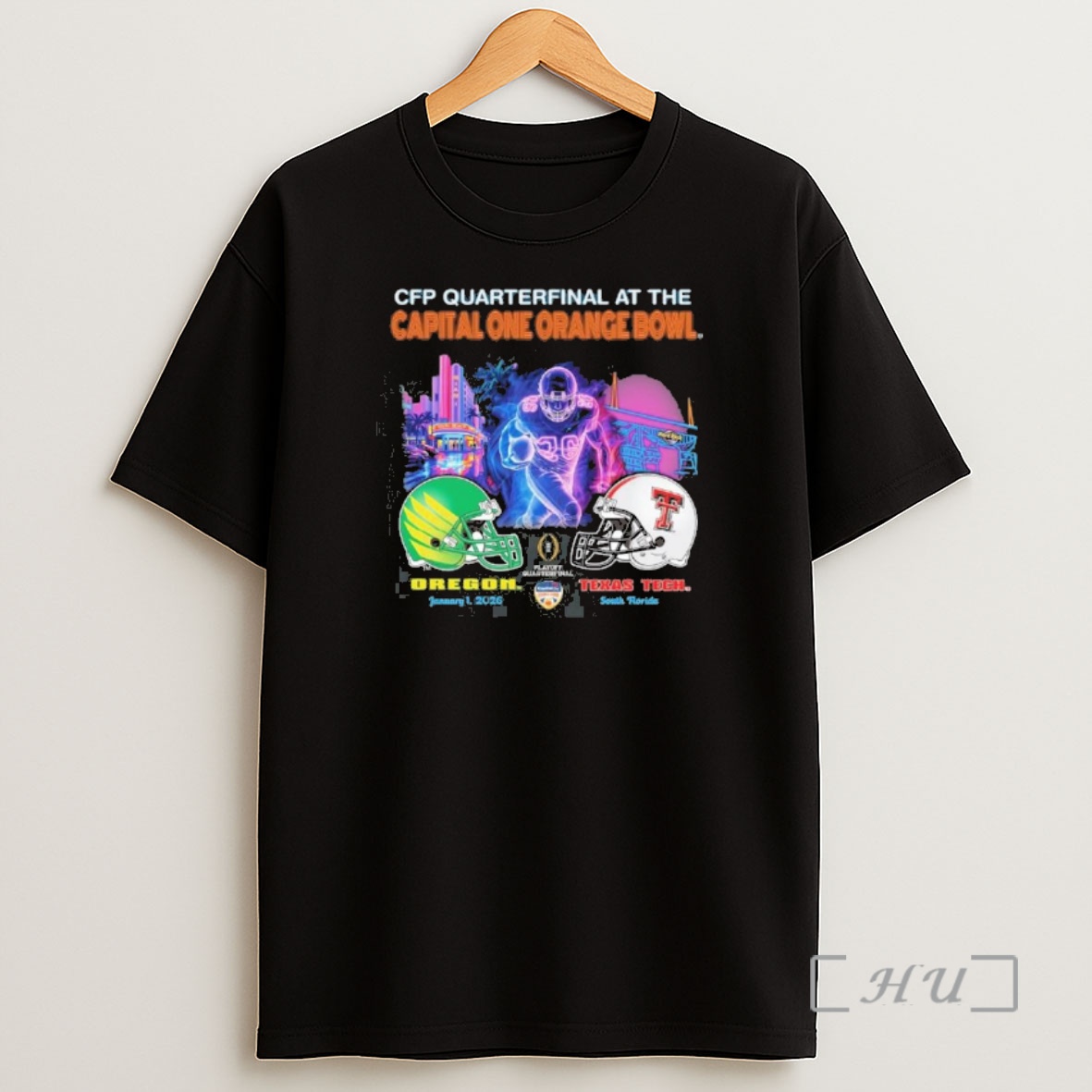 Officials Oregon Vs Texas Tech 2026 Cfp Orange Bowl Art Deco Game Shirt Sweatshirt Tee