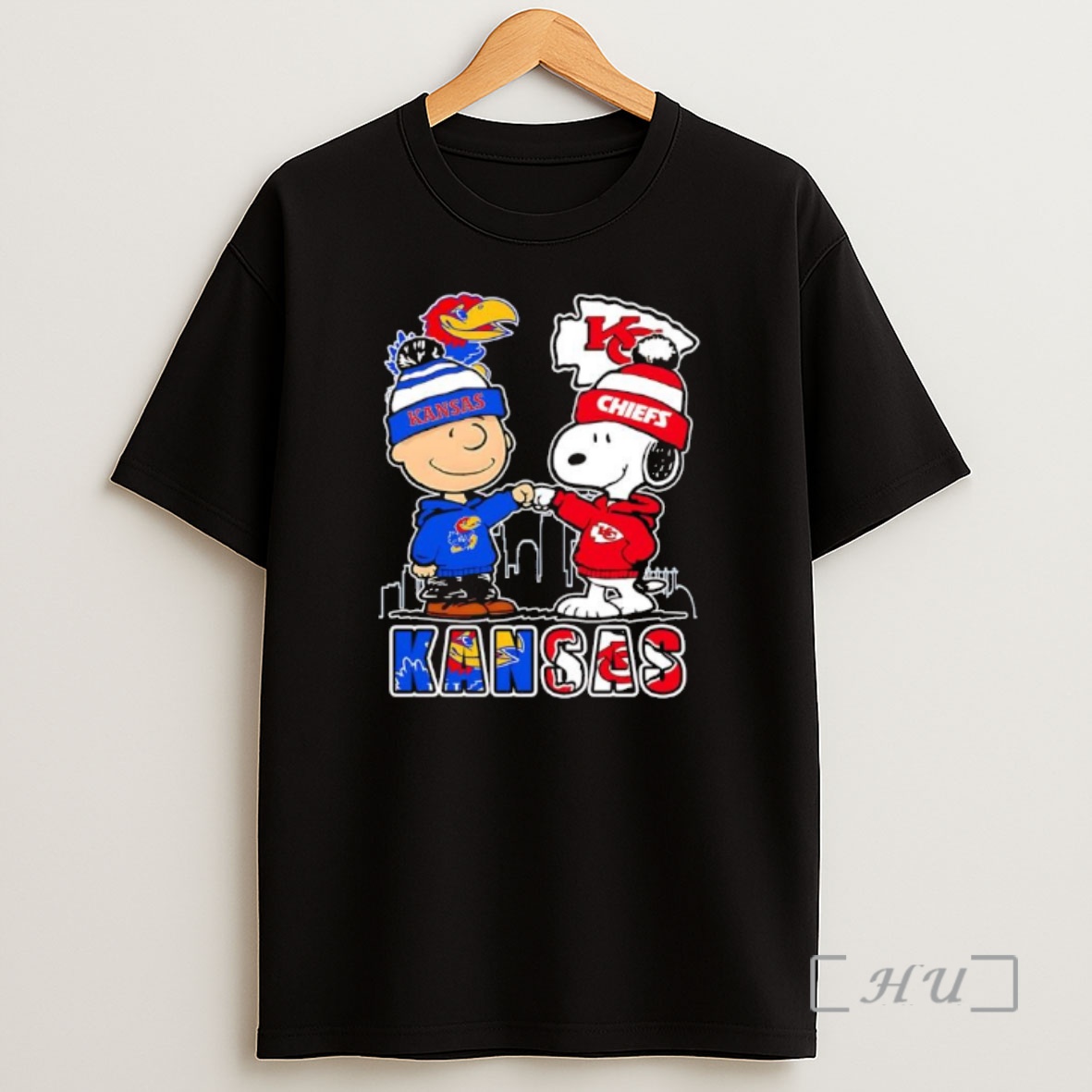 Officials Peanuts Charlie Brown And Snoopy Kansas City Chiefs And Jayhawks Shirt Sweatshirt Tee