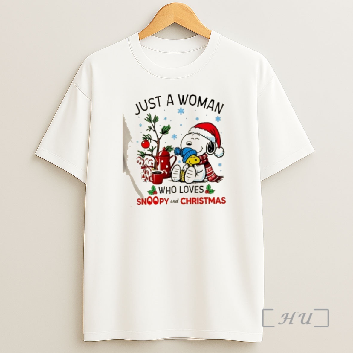 Officials Peanuts Just A Woman Who Loves Snoopy And Christmas Premium Shirt Sweatshirt Tee