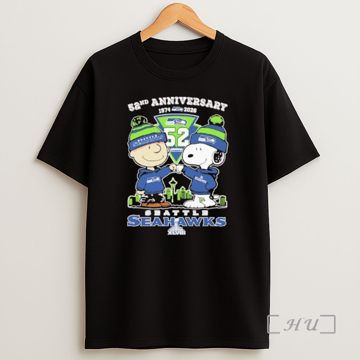 Officials Peanuts X Seattle Seahawks 1974 2026 52nd Anniversary Super Bowl Xlviii Shirt Sweatshirt Tee
