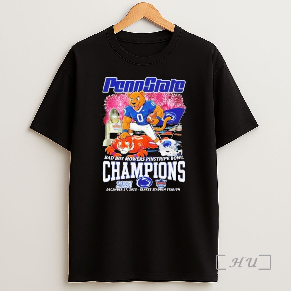 Officials Penn State Nittany Lions Beat Clemson Tigers 2025 Bad Boy Mowers Pinstripe Bowl Champions Mascot Shirt Sweatshirt Tee
