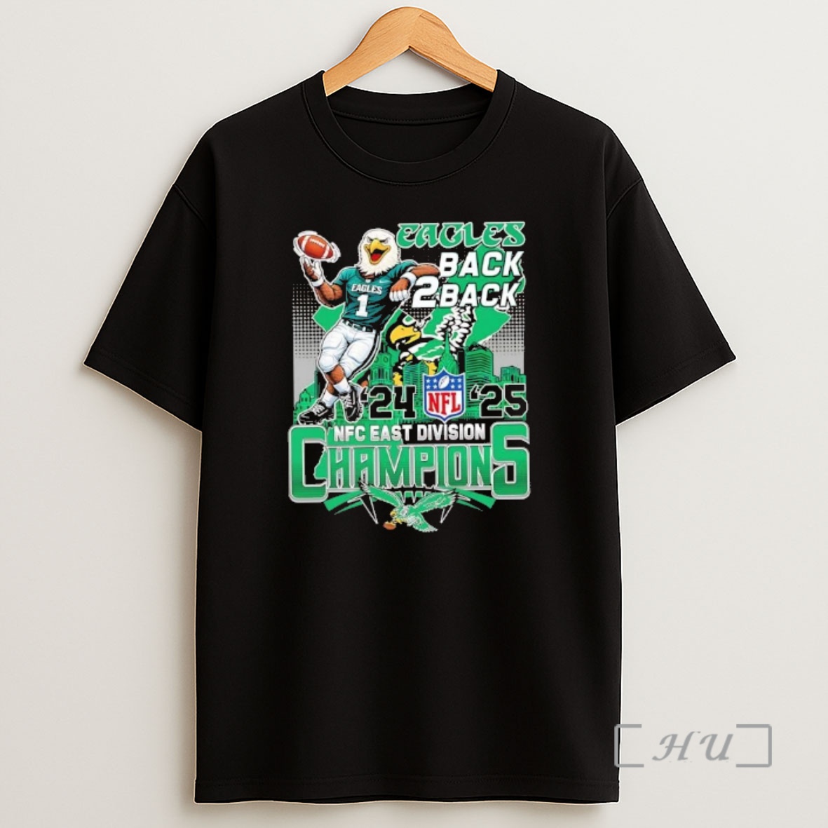 Officials Philadelphia Eagles 2025 Back 2 Back Nfc East Division Champions Mascot Shirt Sweatshirt Tee