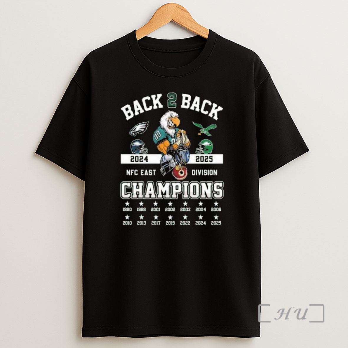 Officials Philadelphia Eagles Nfc East 2025 Champions Back To Back 1980 2025 Mascot Shirt Sweatshirt Tee