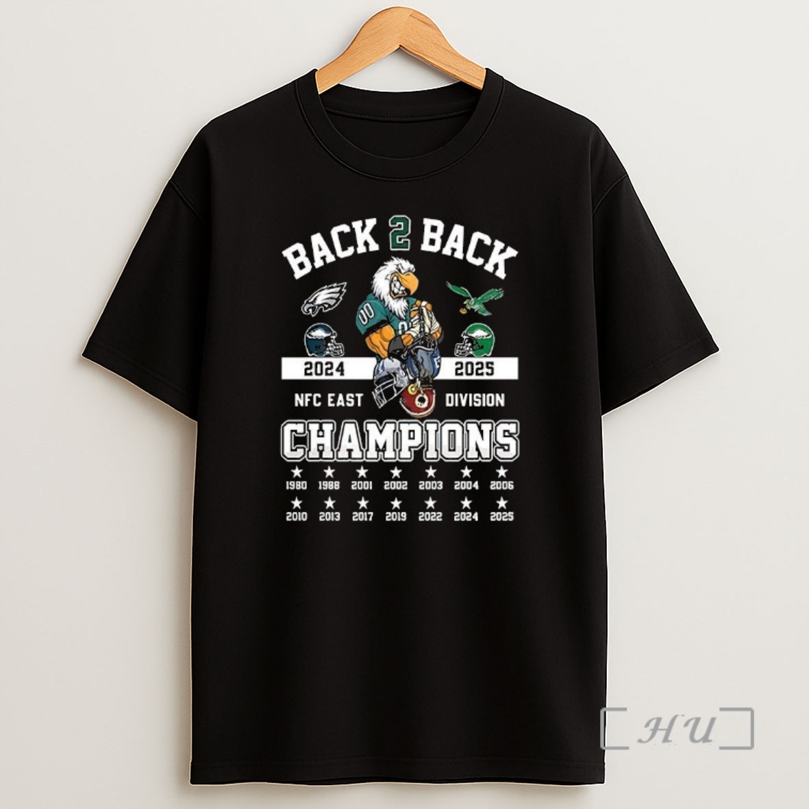Officials Philadelphia Eagles Nfc East Division 2024 2025 Champions Back To Back Mascot Shirt Sweatshirt Tee