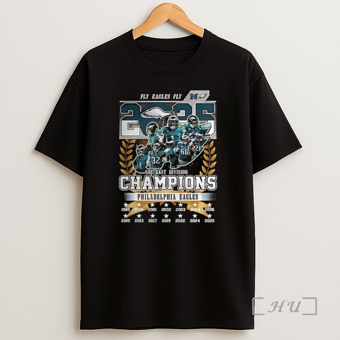 Officials Philadelphia Eagles Nfc East Division 2025 Champions Our Time Fly Eagles Fly Player Signature Shirt Sweatshirt Tee
