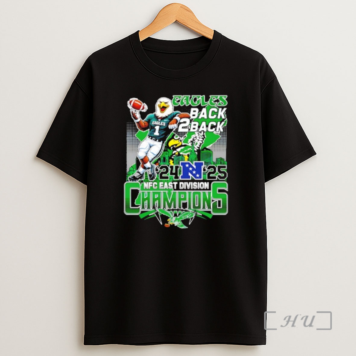 Officials Philadelphia Eagles Back To Back 24 25 Nfc East Division Champions City Skyline Shirt Sweatshirt Tee