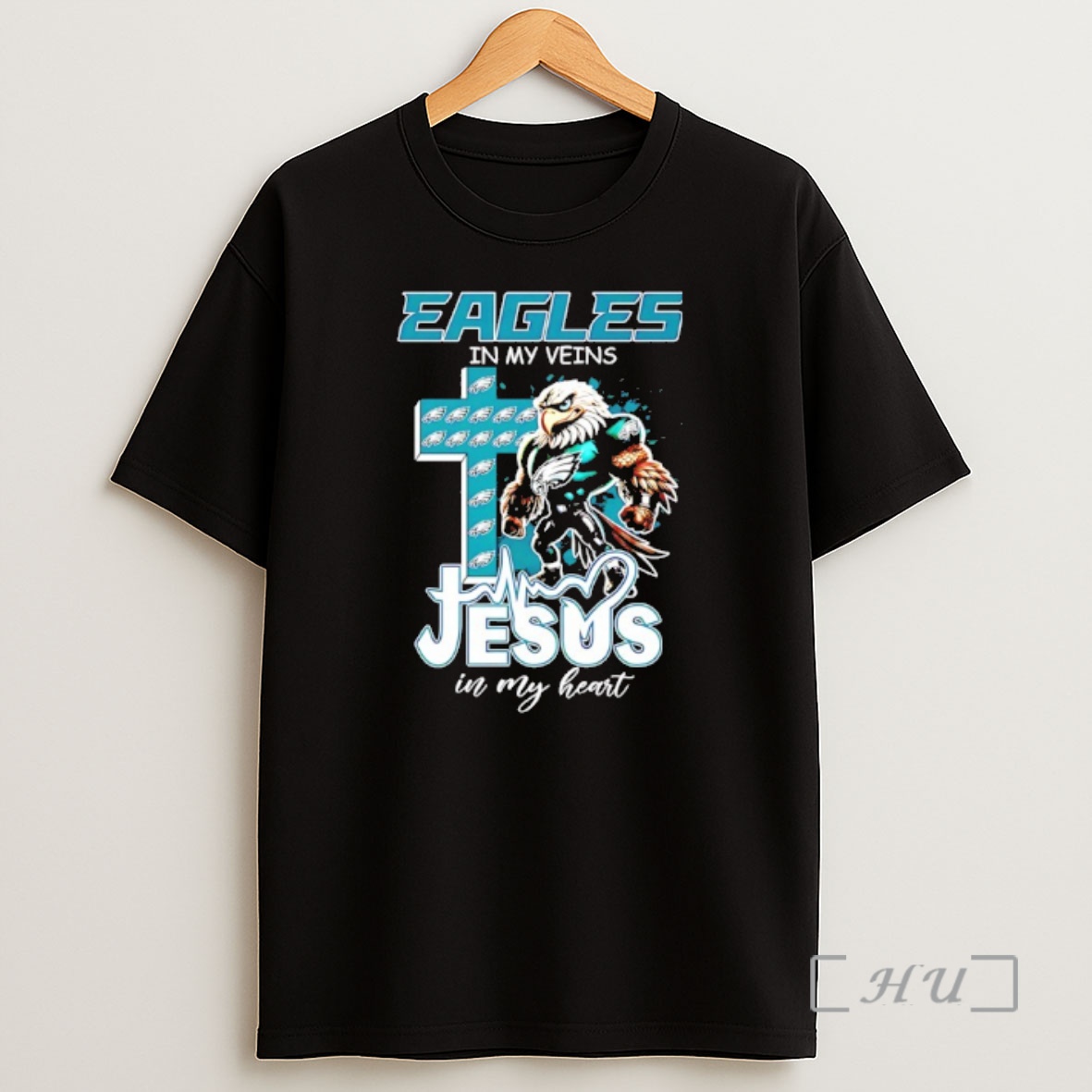 Officials Philadelphia Eagles In My Veins Jesus In My Heart Mascot Shirt Sweatshirt Tee