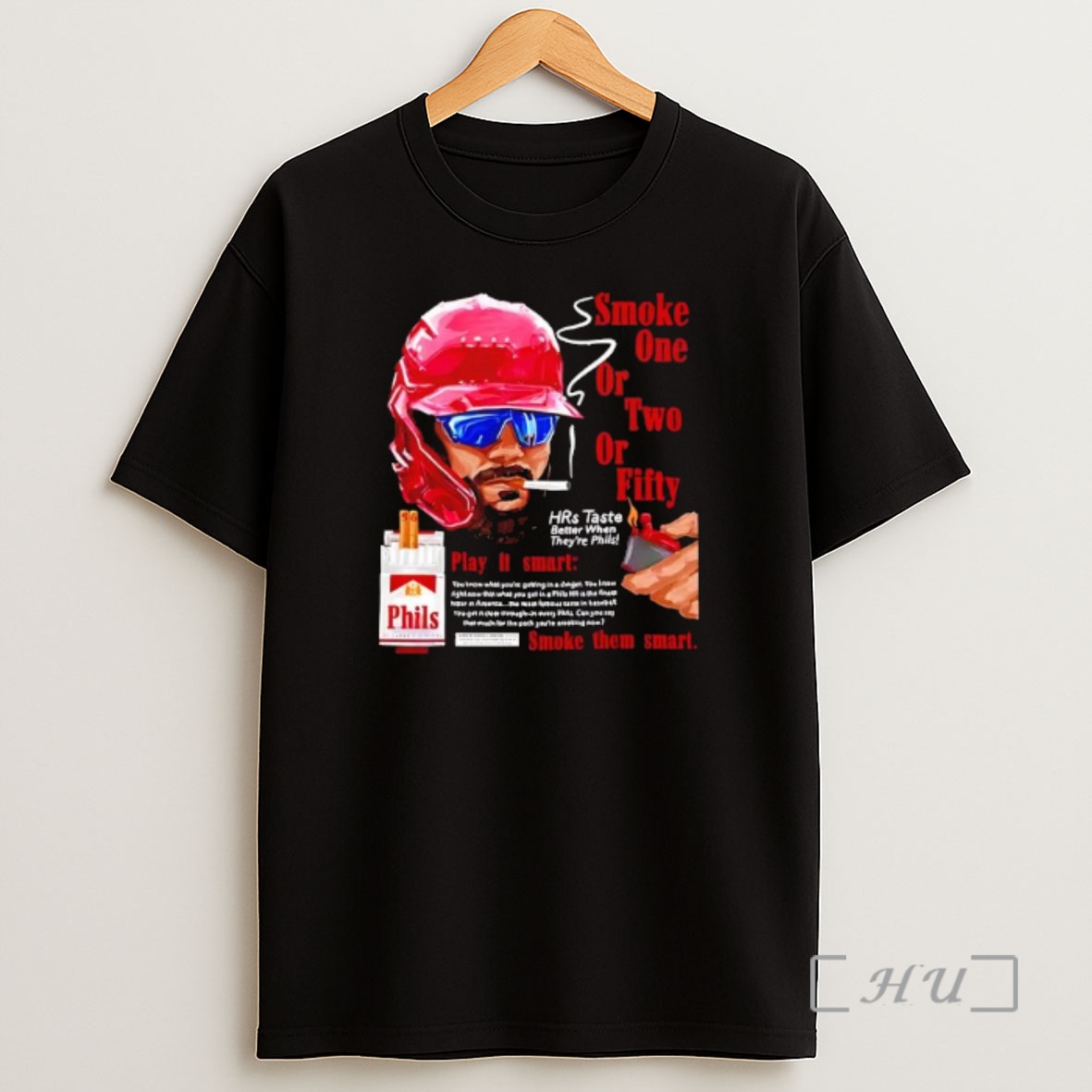 Officials Philadelphia Phillies Bryce Harper Smoke One Or Two Or Fifty Play It Smart Smoke Them Smart Shirt Sweatshirt Tee
