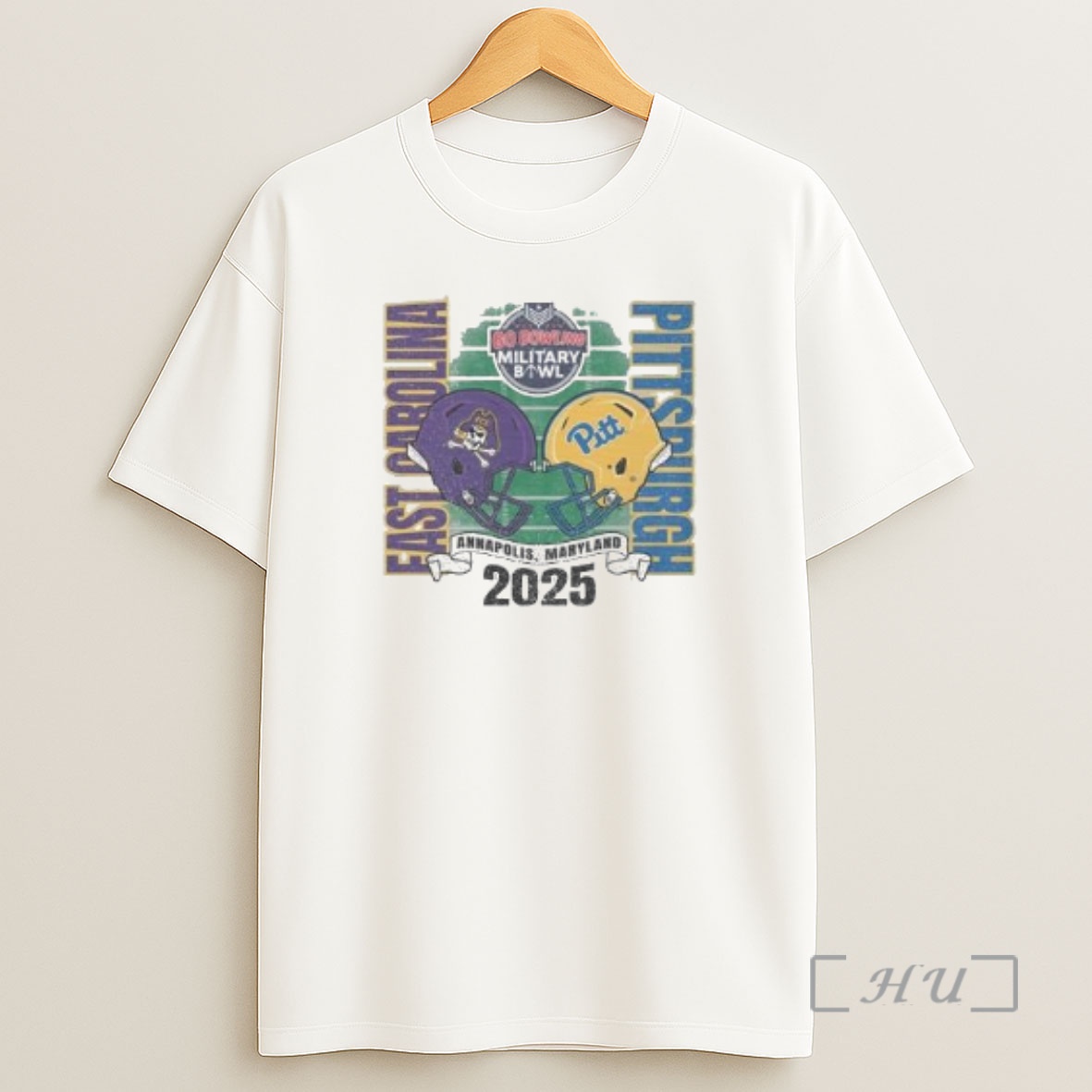 Officials Pittsburgh Panthers Vs East Carolina Pirates 2025 Military Bowl Annapolis Maryland Helmet Circle White Shirt Sweatshirt Tee