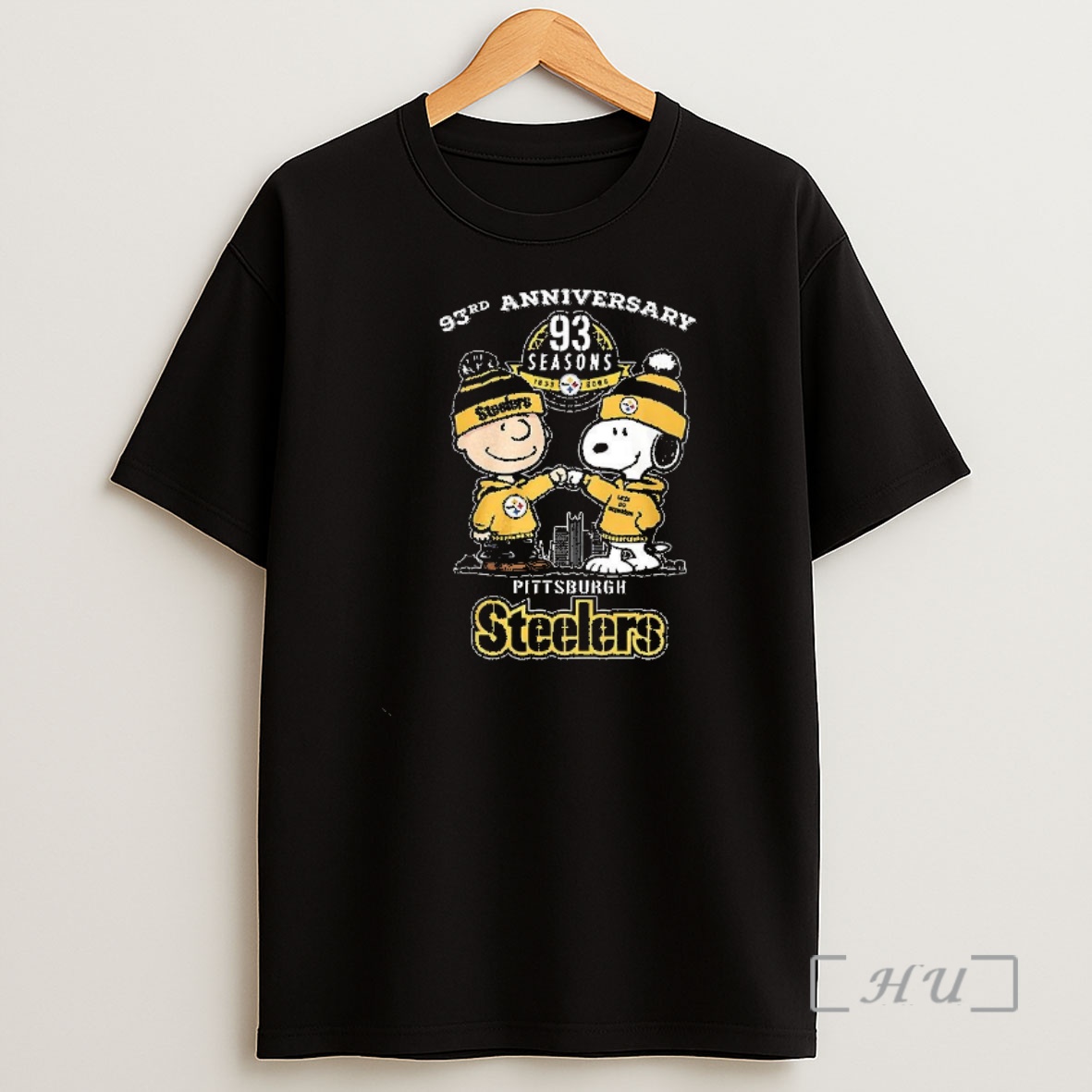 Officials Pittsburgh Steelers 93rd Anniversary Seasons 1933 2026 X Snoopy Touch Hand Charlie Brown Celebrate Shirt Sweatshirt Tee