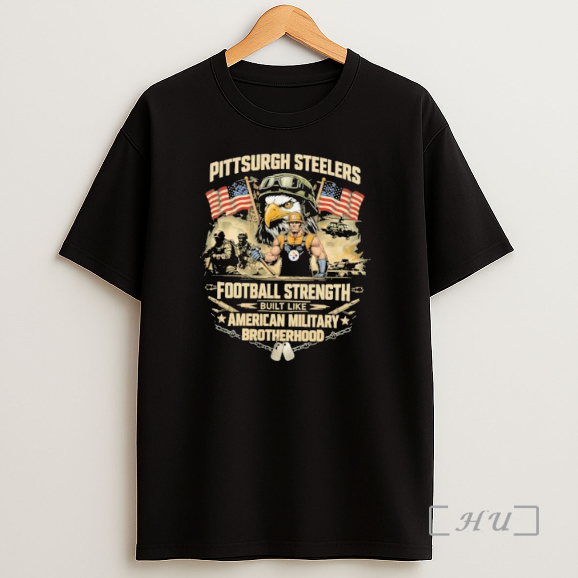 Officials Pittsburgh Steelers Football Strength Built Like American Military Brotherhood Shirt Sweatshirt Tee
