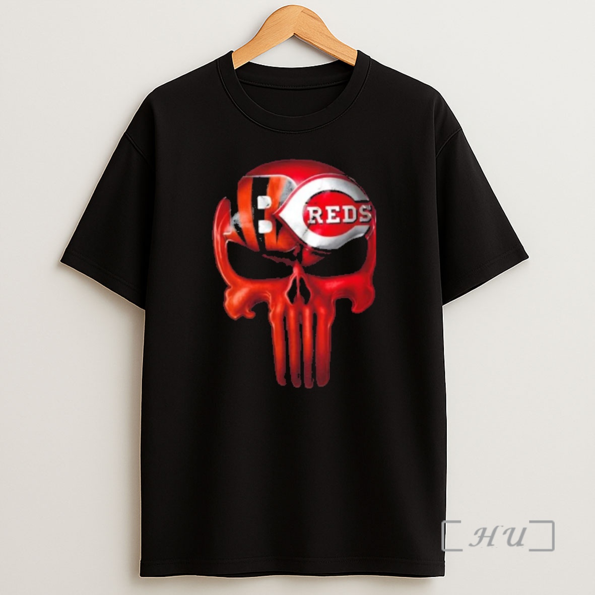 Officials Punisher Skull Cincinnati City Sports Bengals X Reds Shirt Sweatshirt Tee