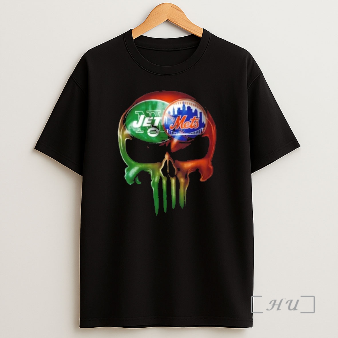 Officials Punisher Skull New York City Sports Jets X Mets Shirt Sweatshirt Tee