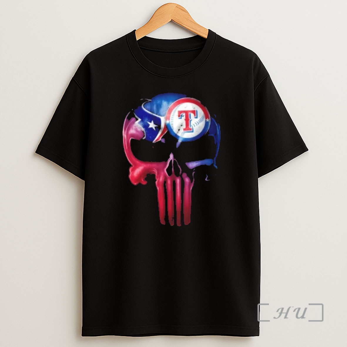 Officials Punisher Skull Texas City Sports Houston Texans X Rangers Shirt Sweatshirt Tee