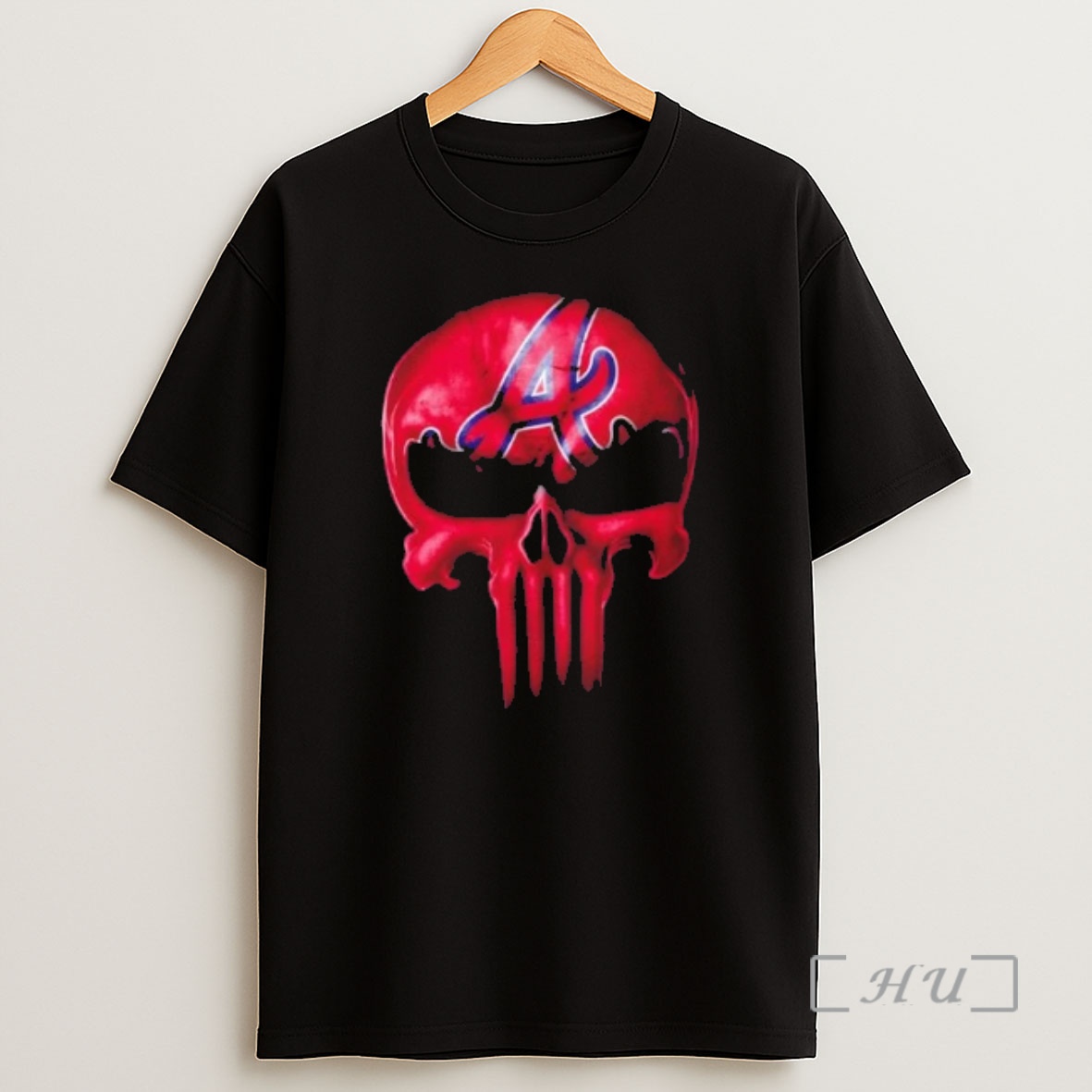 Officials Punisher Skull X Atlanta Braves Baseball Logo Shirt Sweatshirt Tee