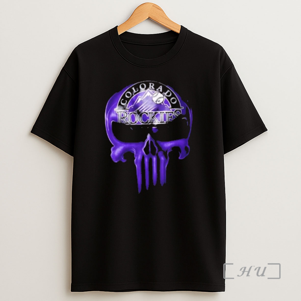 Officials Punisher Skull X Colorado Rockies Baseball Logo Shirt Sweatshirt Tee