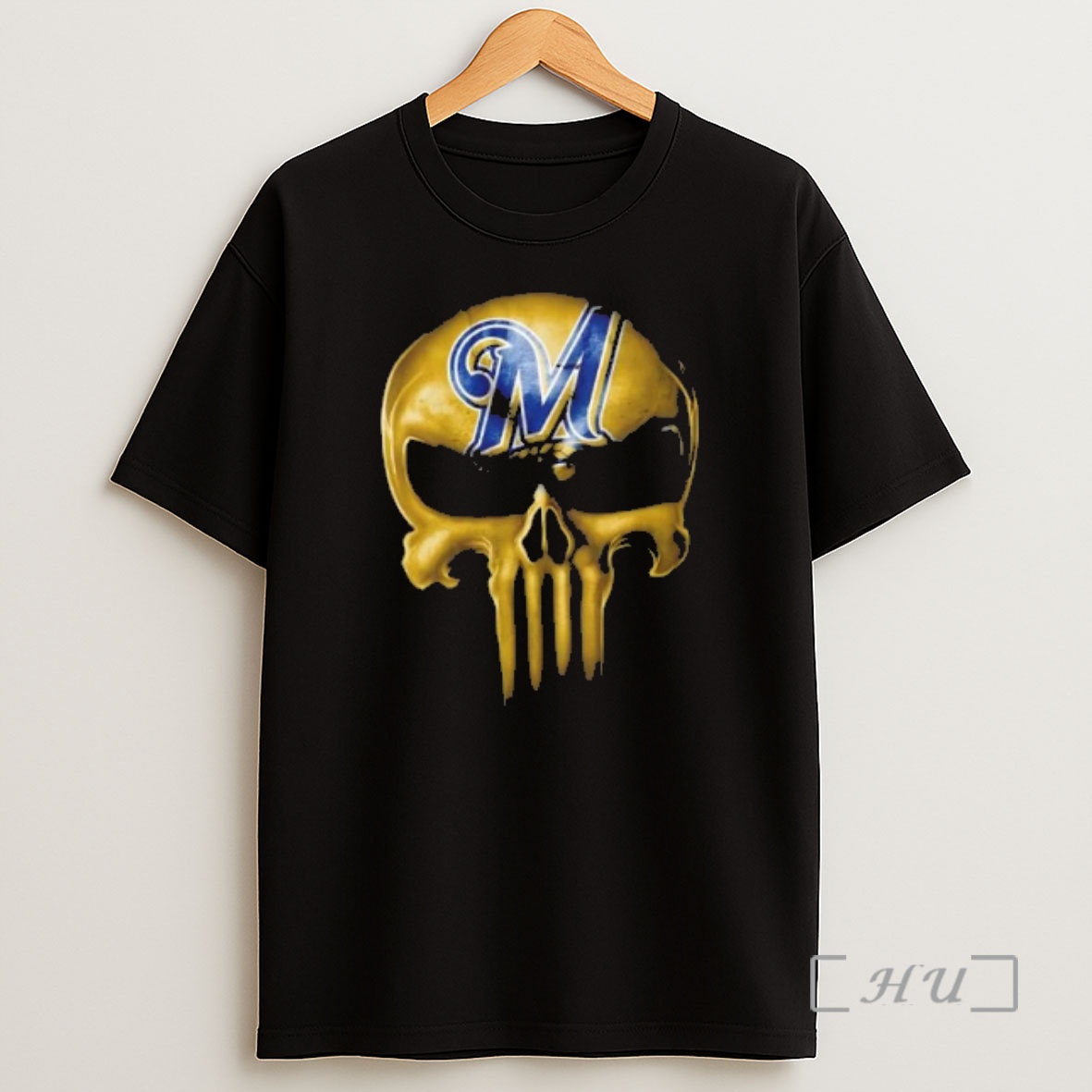 Officials Punisher Skull X Milwaukee Brewers Baseball Logo Shirt Sweatshirt Tee
