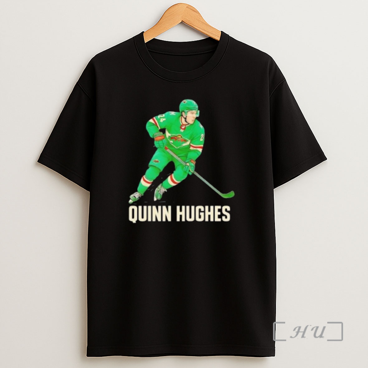 Officials Quinn Hughes Minnesota Wild Circle Black Shirt Sweatshirt Tee