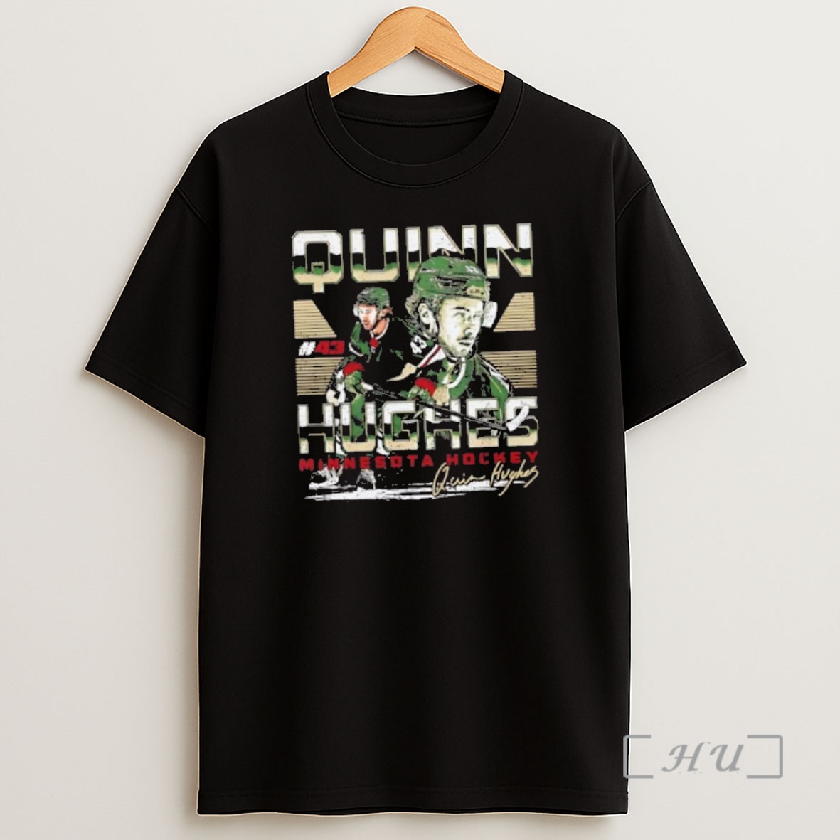 Officials Quinn Hughes Minnesota Wild Dual Signature Shirt Sweatshirt Tee