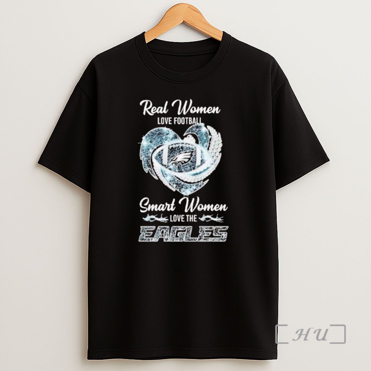 Officials Real Women Love Football Smart Women Love Philadelphia Eagles Diamond Heart Shirt Sweatshirt Tee