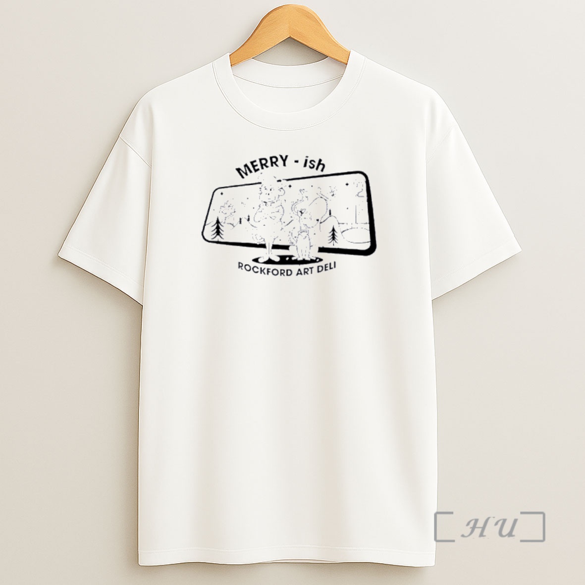 Officials Rockford Art Deli Merry Ish Holiday Monkey Dog Graphic Shirt Sweatshirt Tee