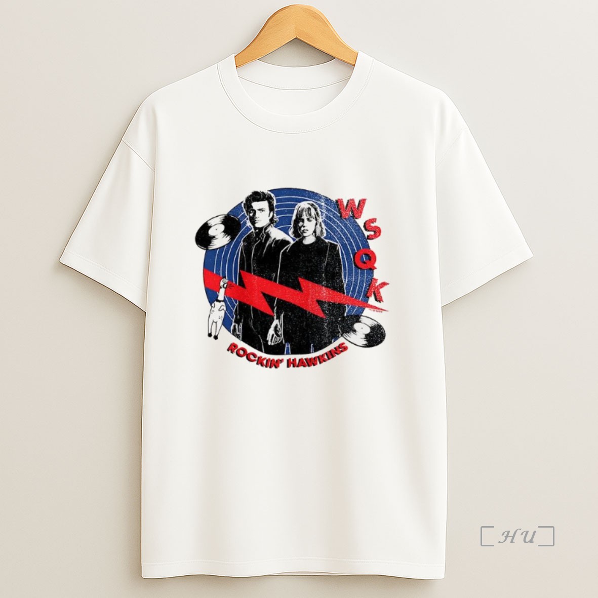 Officials Rockin Hawkins Wsqk Stranger Things Vinyl Disc Retro Premium Shirt Sweatshirt Tee