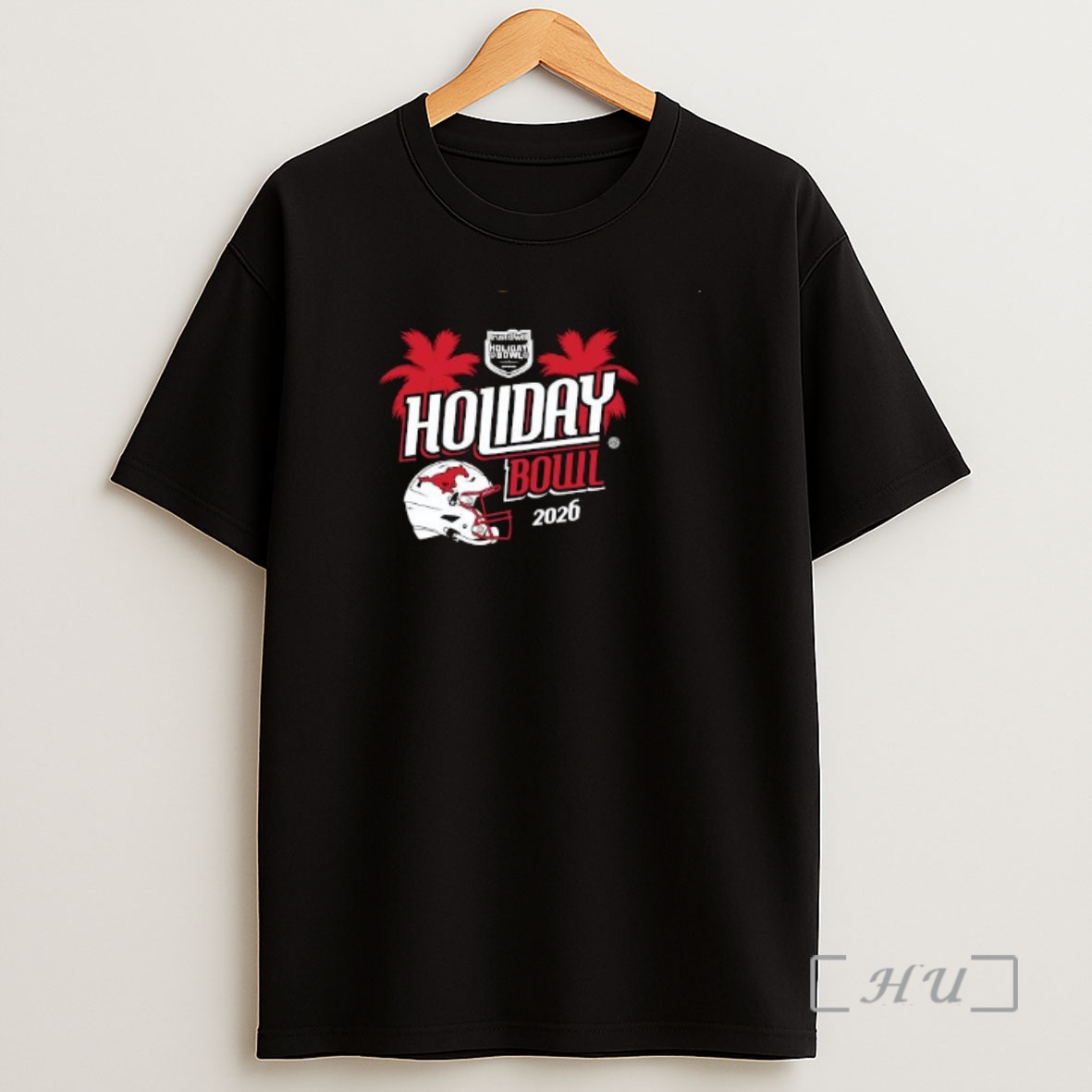 Officials Smu Mustangs 2025 Holiday Bowl Helmet Logo Circle Black Shirt Sweatshirt Tee