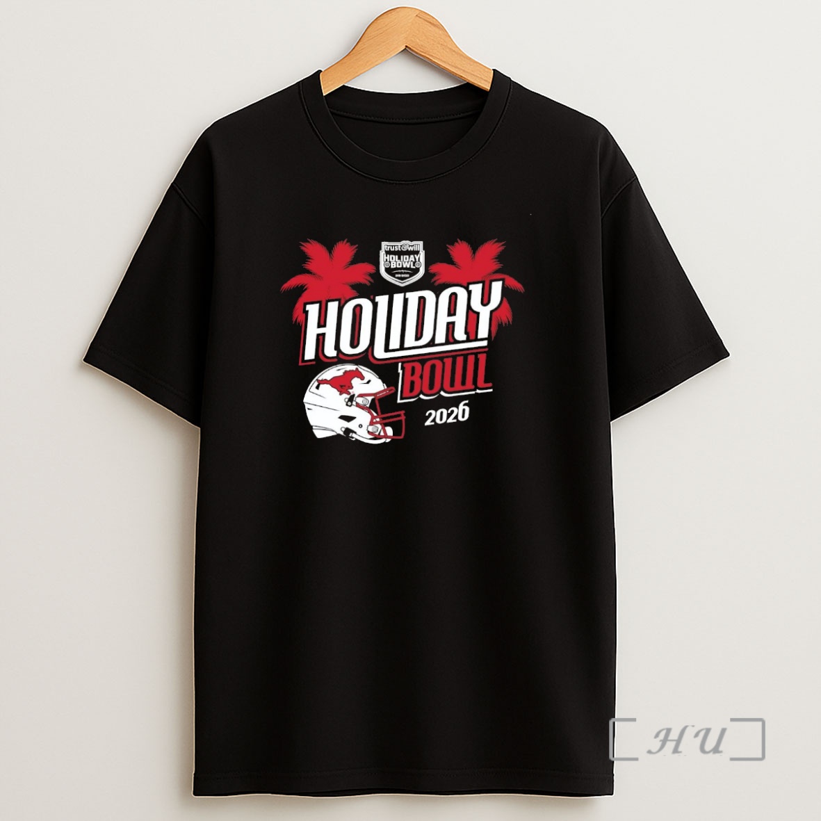 Officials Smu Mustangs 2026 Holiday Bowl Helmet Chriast Shirt Sweatshirt Tee