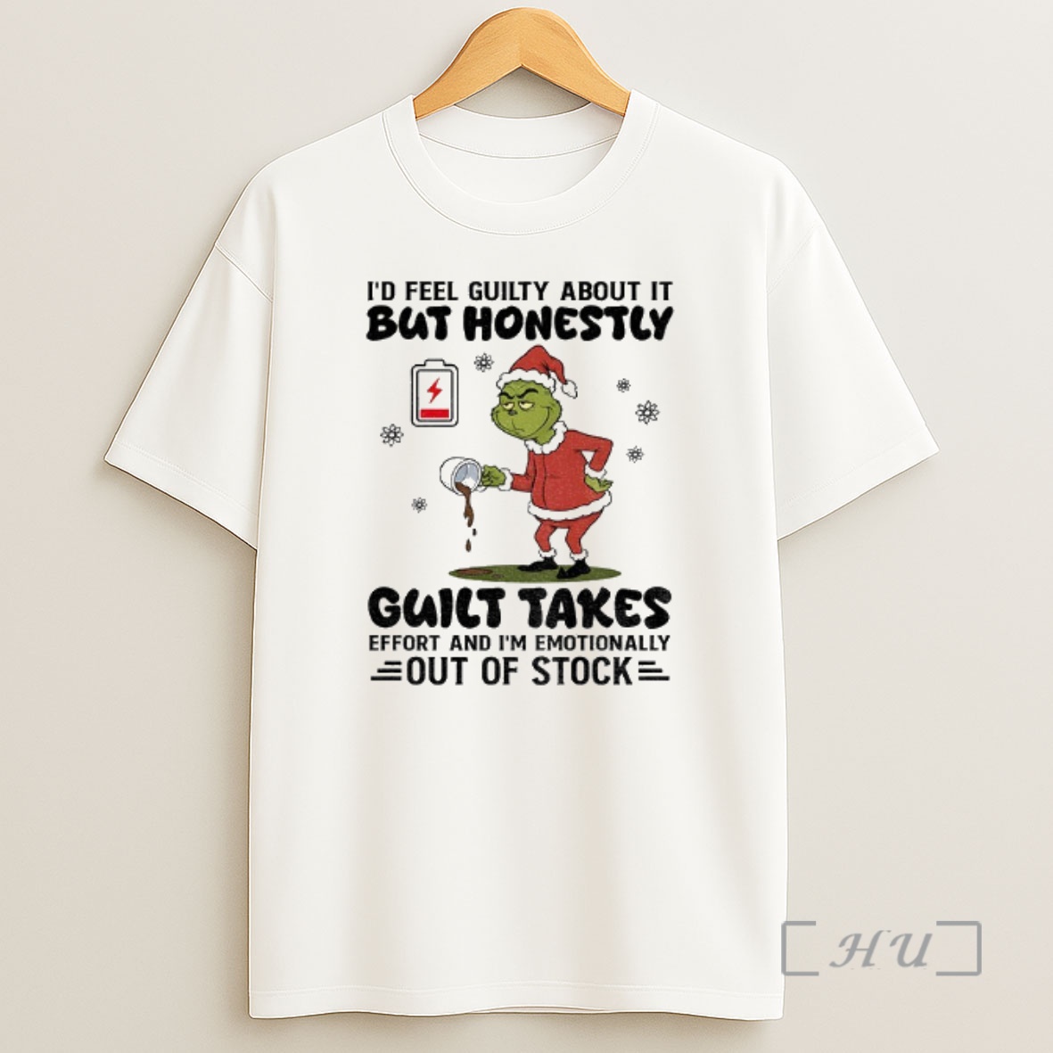 Officials Sad Grinch Santa Hat Id Feel Guilt About It But Honestly Guilt Takes Effort And Im Emotionally Out Of Stock Christmas Shirt Sweatshirt Tee