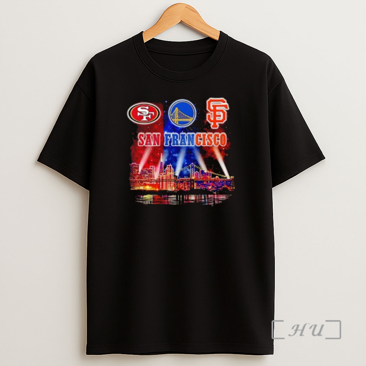 Officials San Francisco 49ers And Golden State Warriors And San Francisco Giants Logo Skyline Shirt Sweatshirt Tee
