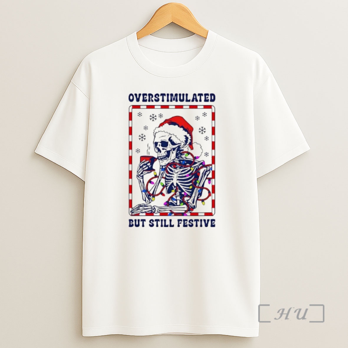 Officials Santa Christmas Lights Skeleton Overstimulated But Still Festive Premium Shirt Sweatshirt Tee