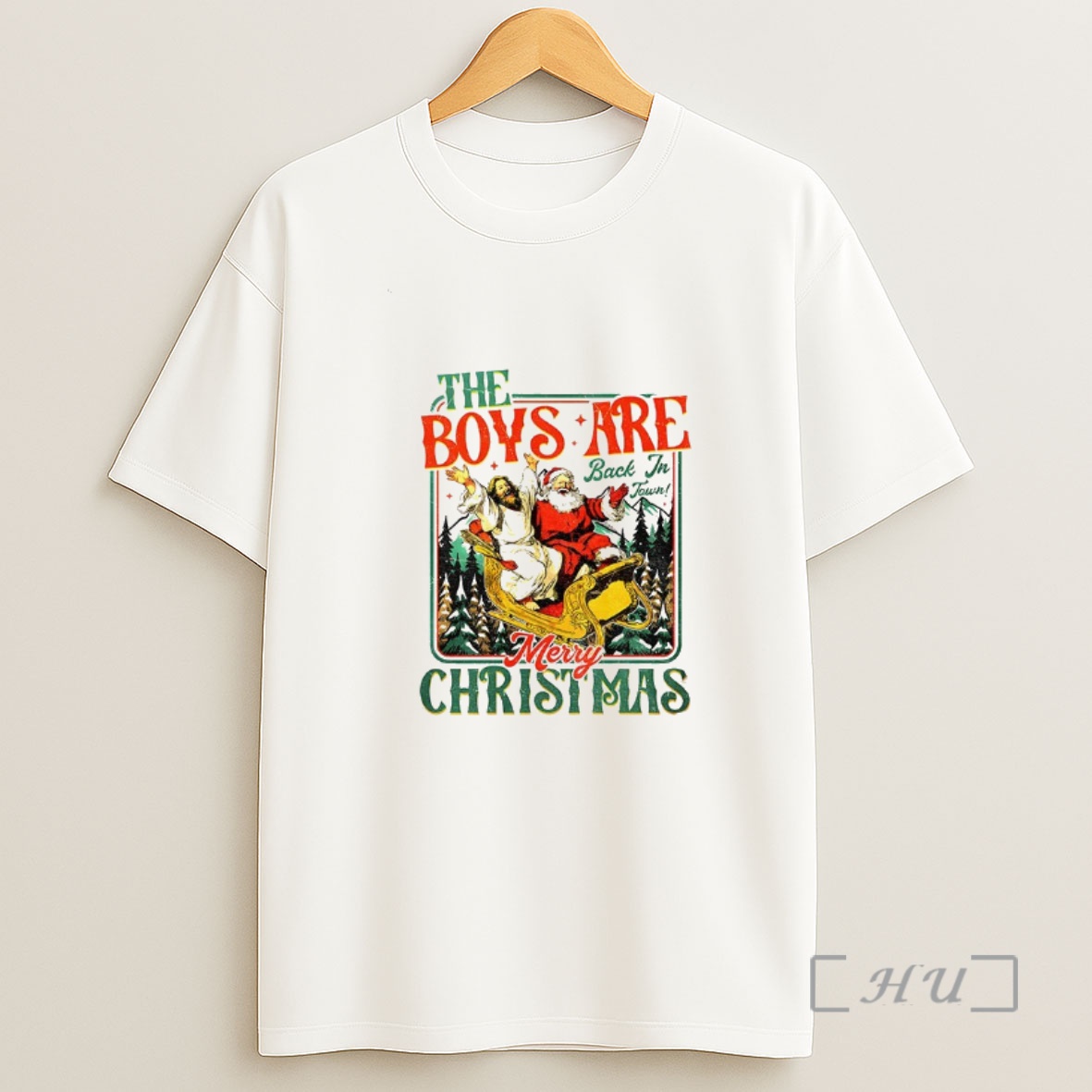 Officials Santa And Jesus The Boys Are Back In Town Merry Christmas Shirt Sweatshirt Tee