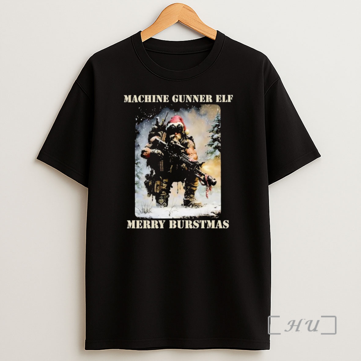 Officials Santa Machine Gunner Elf Merry Burstmas Christmas Shirt Sweatshirt Tee