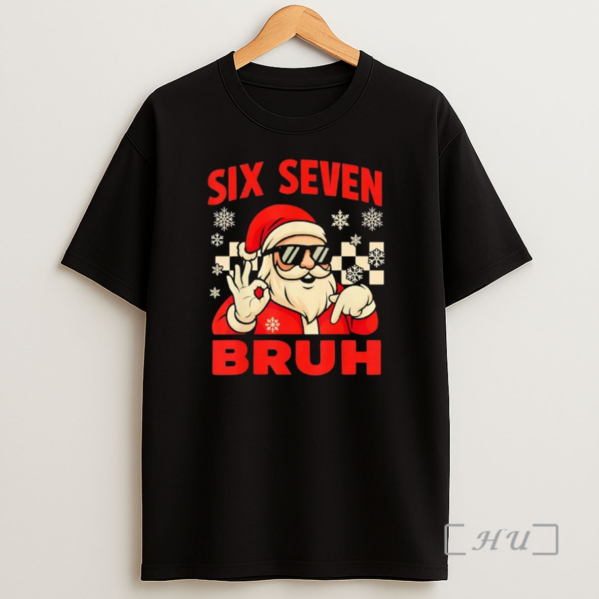 Officials Santa Sign Hands Six Seven Bruh Christmas Checkered Shirt Sweatshirt Tee
