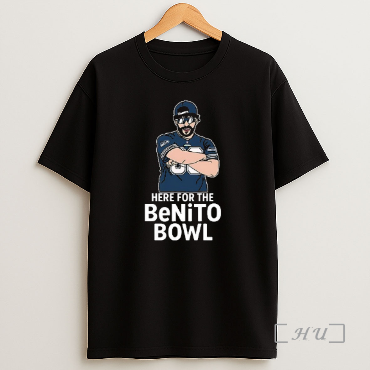 Officials Seattle Seahawks X Super Bowl Halftime Here For The Benito Bowl Art Double Sided Graphic Shirt Sweatshirt Tee