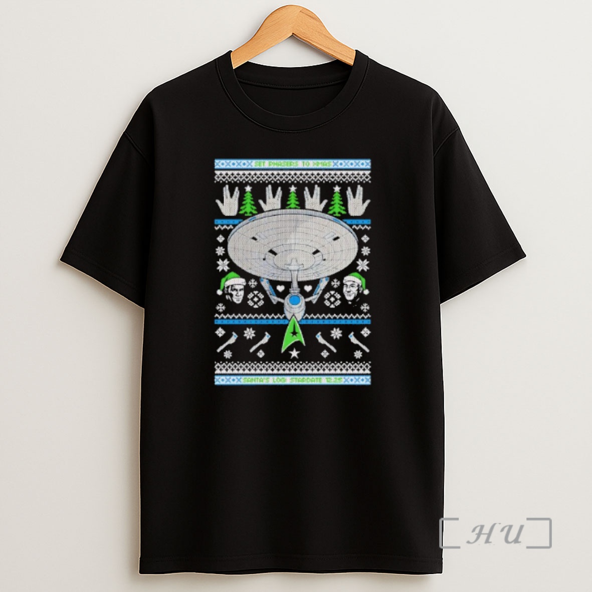 Officials Set Phasers To Christmas Santas Log Stardate 12 25 Shirt Sweatshirt Tee
