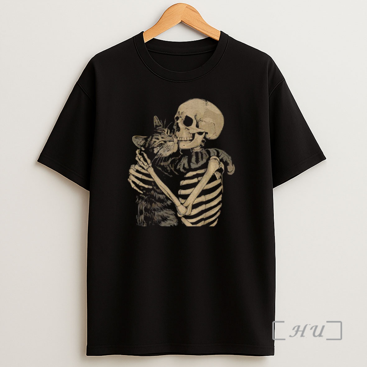 Officials Skeleton Hugging Cat Gothic Cat Premium Shirt Sweatshirt Tee