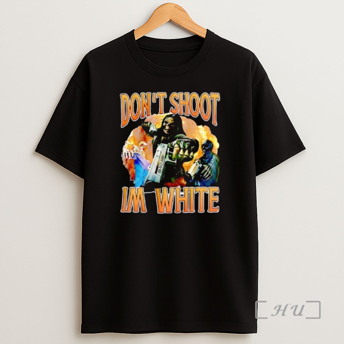 Officials Skeleton Holding Sad Ass Dont Shoot Im White Graphic Shirt Sweatshirt Tee