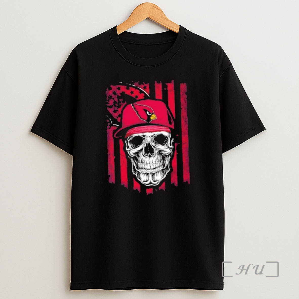 Officials Skull Wearing A Cap Arizona Cardinals Us Flag Shirt Sweatshirt Tee