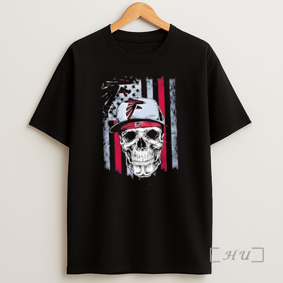 Officials Skull Wearing A Cap Atlanta Falcons Us Flag Shirt Sweatshirt Tee