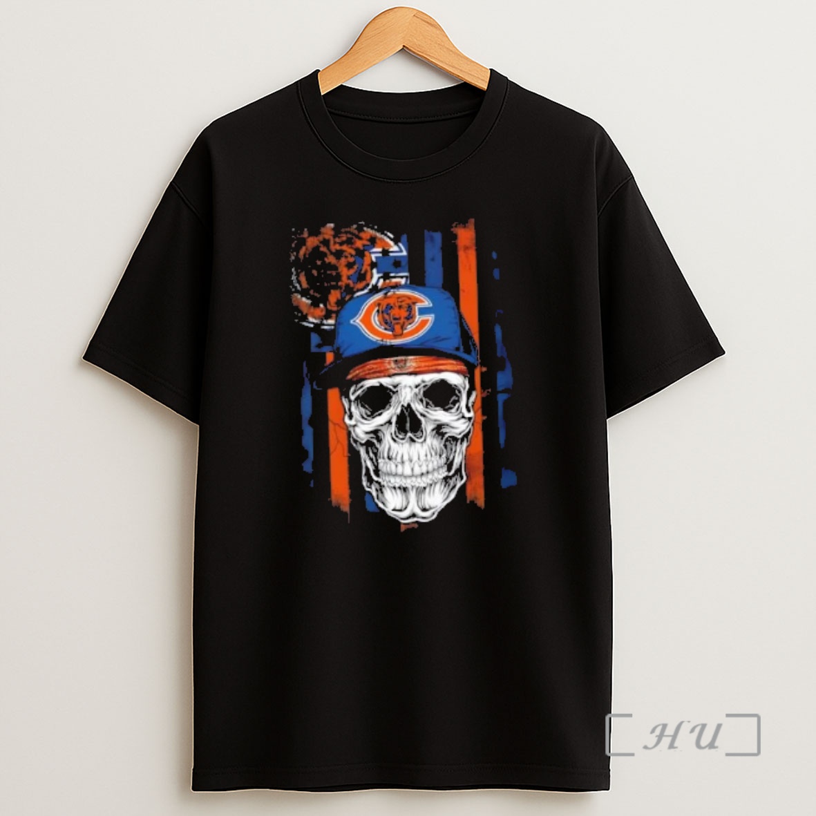 Officials Skull Wearing A Cap Chicago Bears Us Flag Shirt Sweatshirt Tee