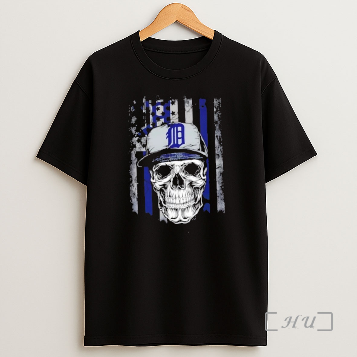 Officials Skull Wearing A Cap Detroit Tigers Us Flag Shirt Sweatshirt Tee