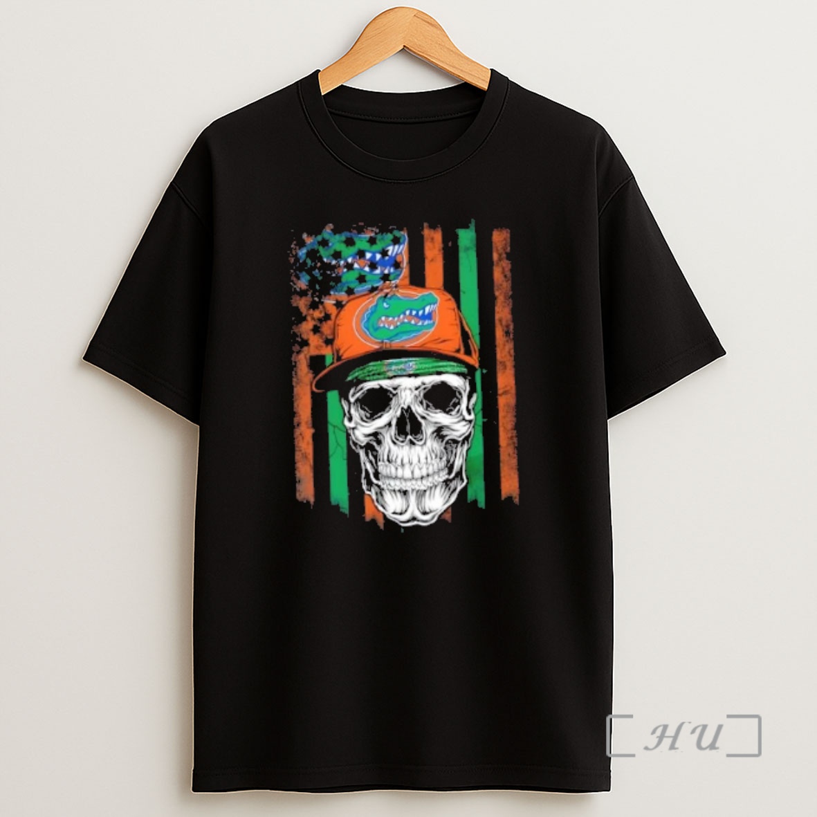 Officials Skull Wearing A Cap Florida Gators Us Flag Shirt Sweatshirt Tee