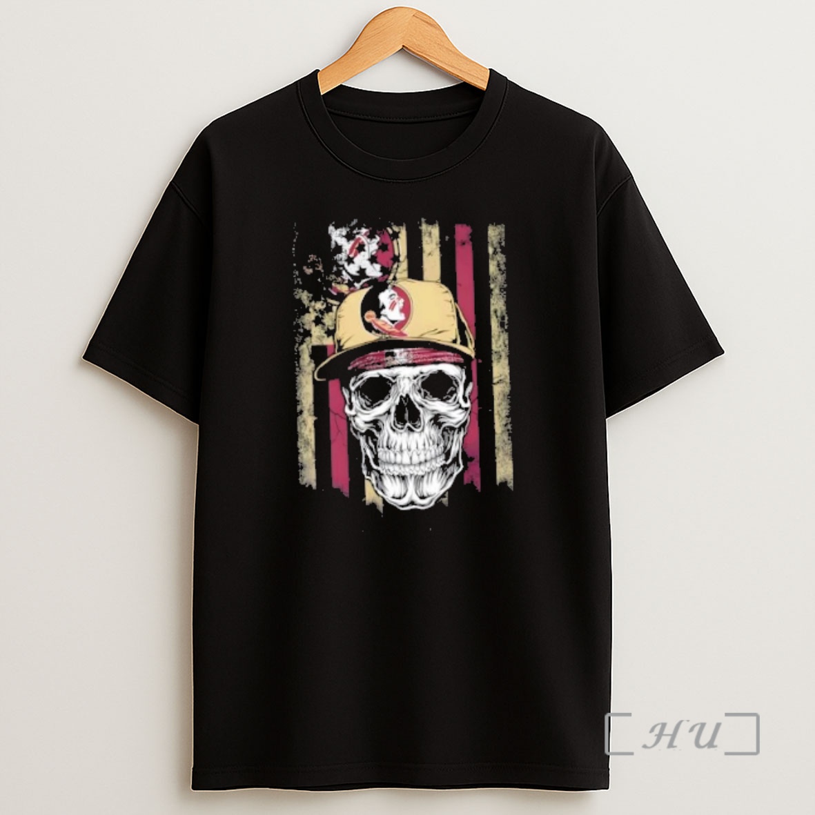 Officials Skull Wearing A Cap Florida State Seminoles Us Flag Shirt Sweatshirt Tee