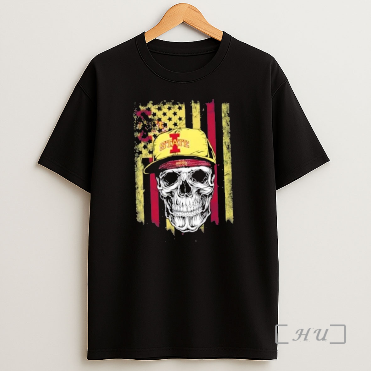 Officials Skull Wearing A Cap Iowa State Cyclones Us Flag Shirt Sweatshirt Tee