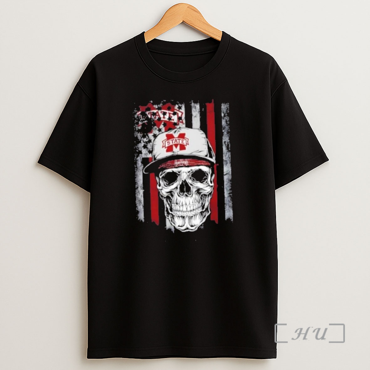 Officials Skull Wearing A Cap Mississippi State Bulldogs Us Flag Shirt Sweatshirt Tee