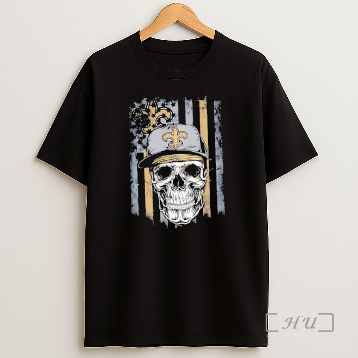 Officials Skull Wearing A Cap New Orleans Saints Us Flag Shirt Sweatshirt Tee