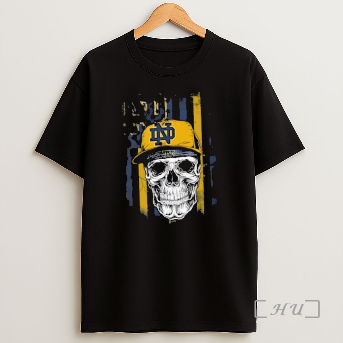 Officials Skull Wearing A Cap Notre Dame Fighting Irish Us Flag Shirt Sweatshirt Tee
